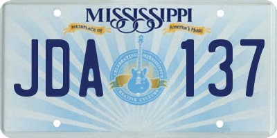 MS license plate JDA137