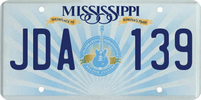 MS license plate JDA139