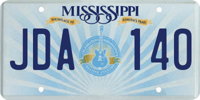 MS license plate JDA140