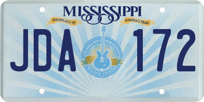 MS license plate JDA172