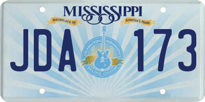 MS license plate JDA173