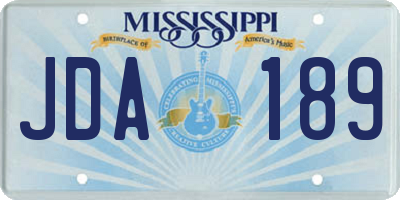 MS license plate JDA189