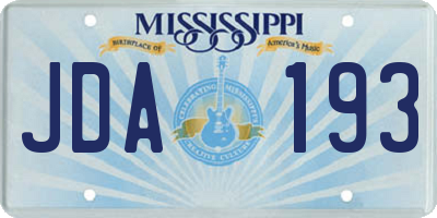 MS license plate JDA193