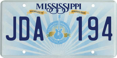 MS license plate JDA194