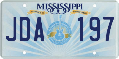 MS license plate JDA197