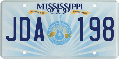MS license plate JDA198