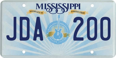 MS license plate JDA200