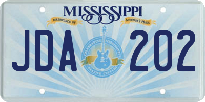 MS license plate JDA202