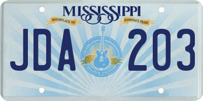 MS license plate JDA203