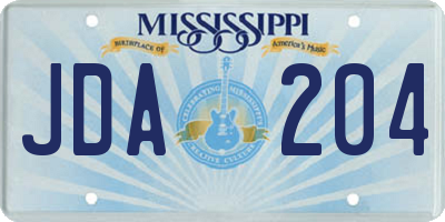 MS license plate JDA204
