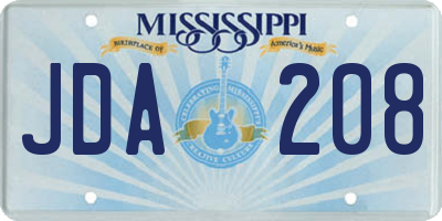 MS license plate JDA208