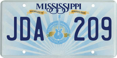MS license plate JDA209