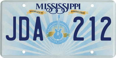 MS license plate JDA212