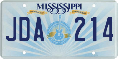 MS license plate JDA214
