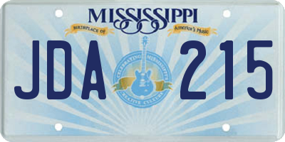 MS license plate JDA215