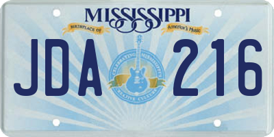 MS license plate JDA216