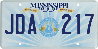 MS license plate JDA217