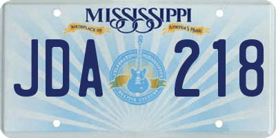 MS license plate JDA218