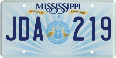 MS license plate JDA219