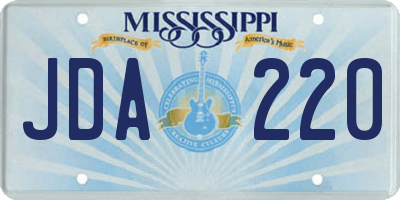 MS license plate JDA220