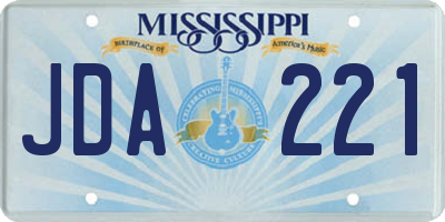 MS license plate JDA221