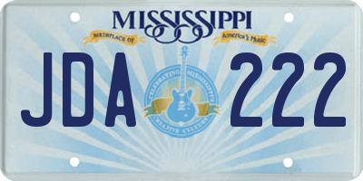 MS license plate JDA222