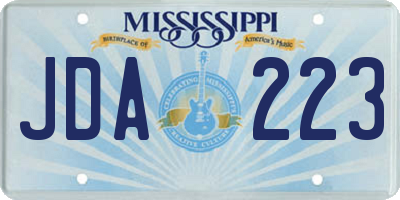 MS license plate JDA223