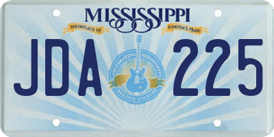 MS license plate JDA225