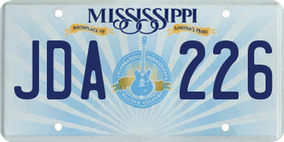 MS license plate JDA226