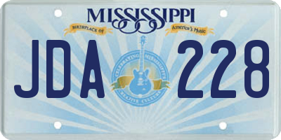 MS license plate JDA228