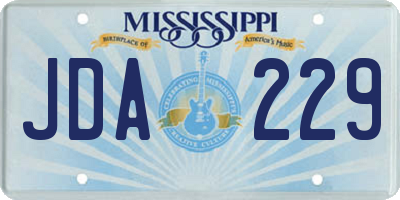 MS license plate JDA229