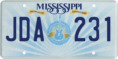 MS license plate JDA231