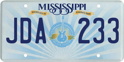 MS license plate JDA233