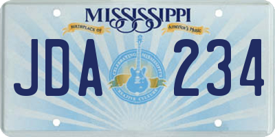 MS license plate JDA234