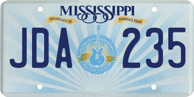 MS license plate JDA235