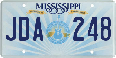 MS license plate JDA248