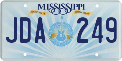 MS license plate JDA249