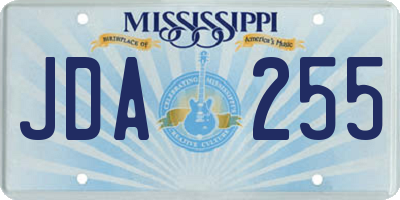 MS license plate JDA255
