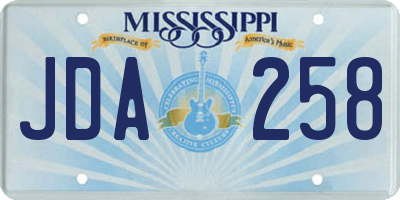 MS license plate JDA258