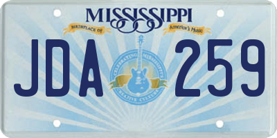 MS license plate JDA259
