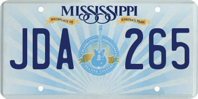 MS license plate JDA265