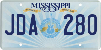 MS license plate JDA280