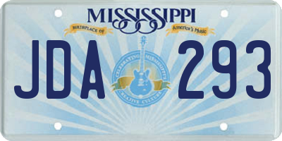 MS license plate JDA293