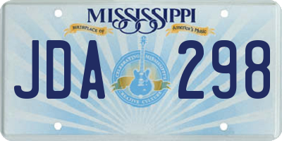 MS license plate JDA298