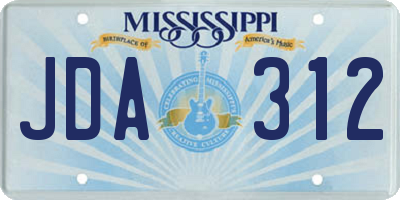 MS license plate JDA312