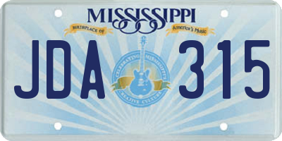 MS license plate JDA315