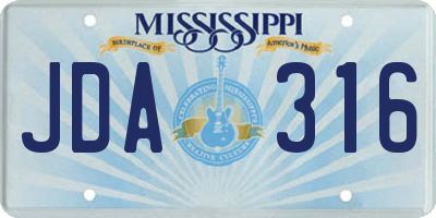 MS license plate JDA316