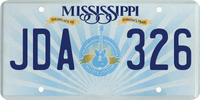 MS license plate JDA326
