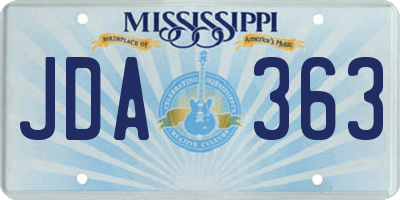 MS license plate JDA363