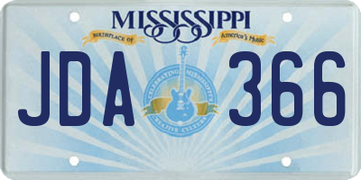MS license plate JDA366